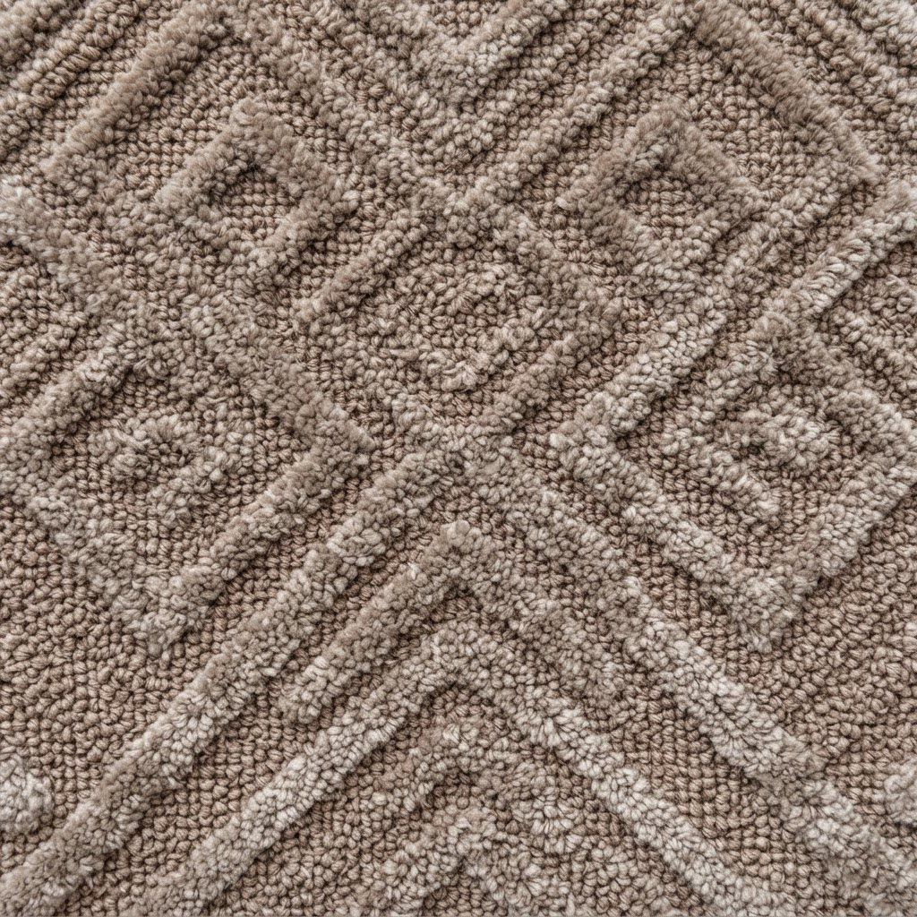 Patterned and cut-loop beautiful carpet floors, expertly installed sample swatch