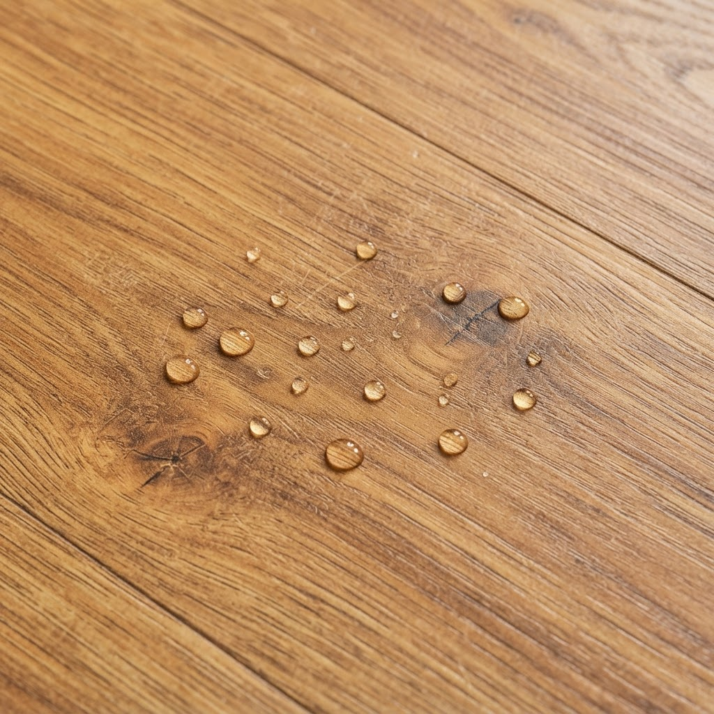 Water-resistant lines beautiful laminate floors, expertly installed sample swatch