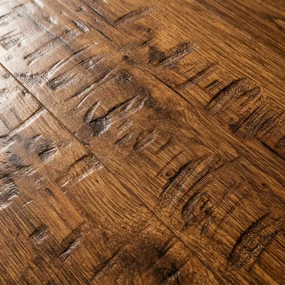 Textured and hand-scraped beautiful laminate floors, expertly installed sample swatch